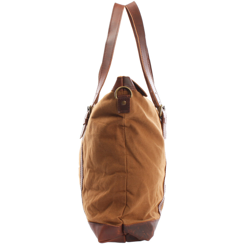 Leconi Weekender Reisetasche Shopper Damen Herren Leder Canvas cognac LE2013 Saisonale Angebote