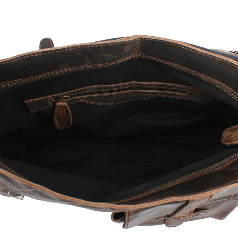 Leconi Messenger Bag Collegetasche DIN A4 Kuriertasche Leder schlamm LE3032 Kauf eins, bekomm eins gratis