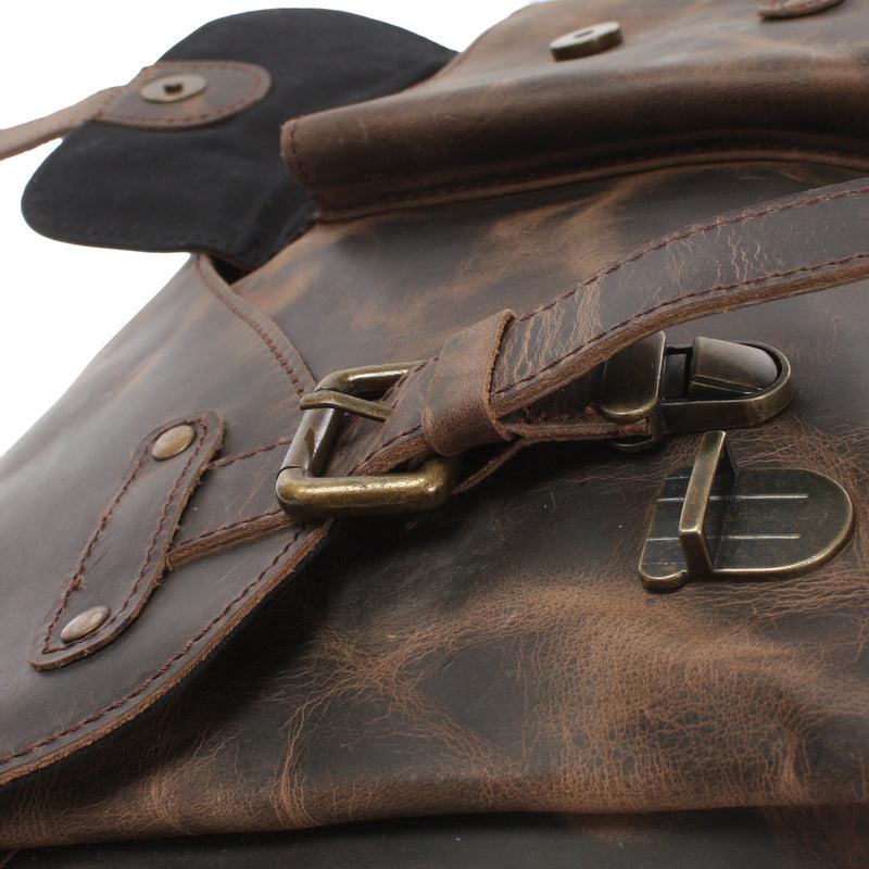 Leconi Messenger Bag Collegetasche DIN A4 Kuriertasche Leder schlamm LE3032 Kauf eins, bekomm eins gratis