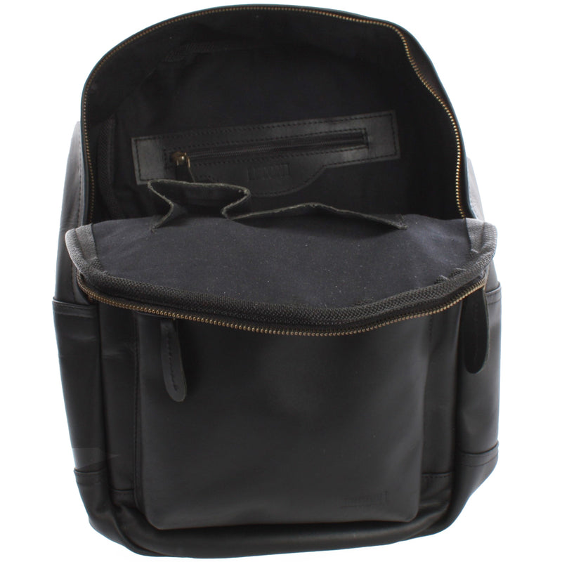 Leconi Rucksack Lederrucksack Freizeitrucksack Damen Herren Leder schwarz LE1009 Tägliche Deals