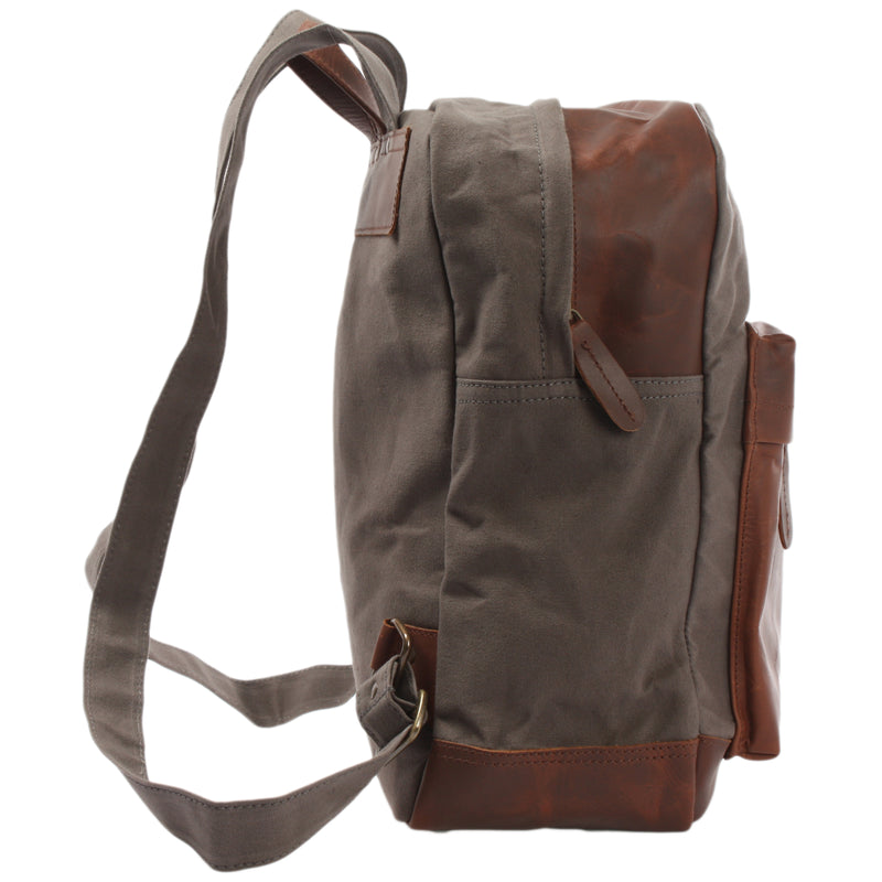 Leconi Lederrucksack Freizeitrucksack Rucksack Leder Canvas grau LE1015 Sonderangebote