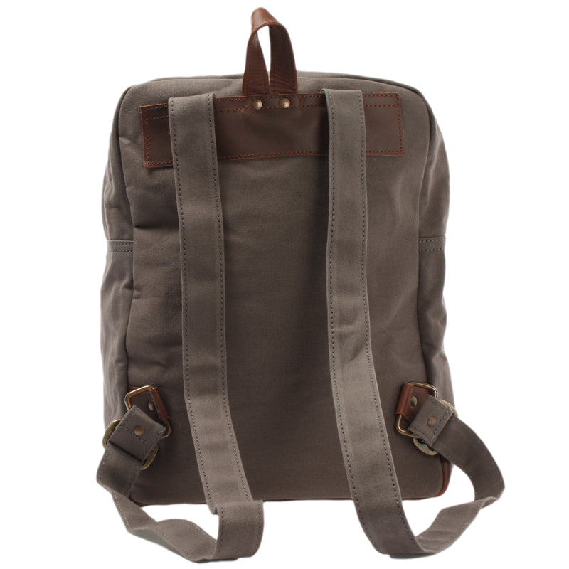 Leconi Lederrucksack Freizeitrucksack Rucksack Leder Canvas grau LE1015 Sonderangebote