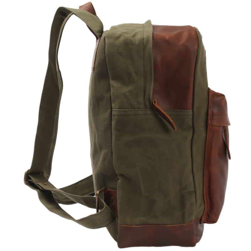 Leconi Freizeitrucksack Lederrucksack Sportrucksack Leder Canvas grün LE1015 Riesige Ersparnisse