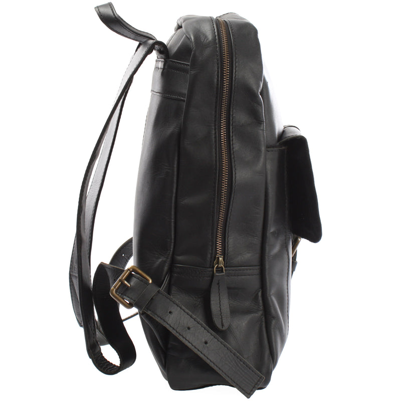 Leconi Rucksack Lederrucksack Freizeitrucksack Damen Herren Leder schwarz LE1016 VIP-Rabatte