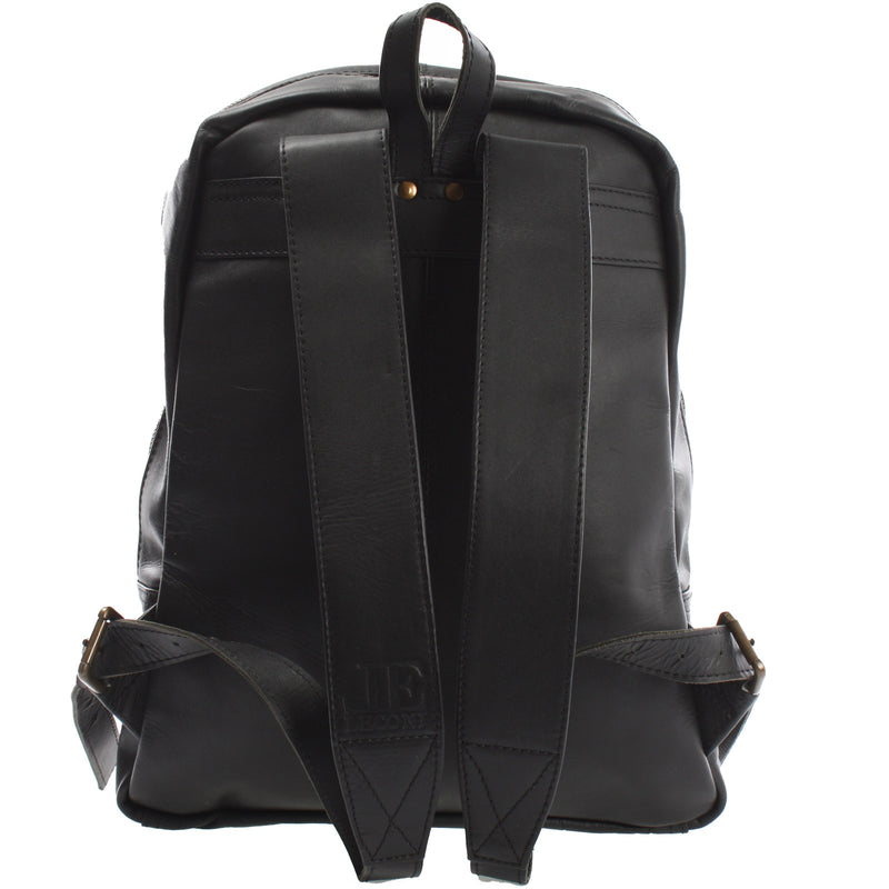 Leconi Rucksack Lederrucksack Freizeitrucksack Damen Herren Leder schwarz LE1016 VIP-Rabatte