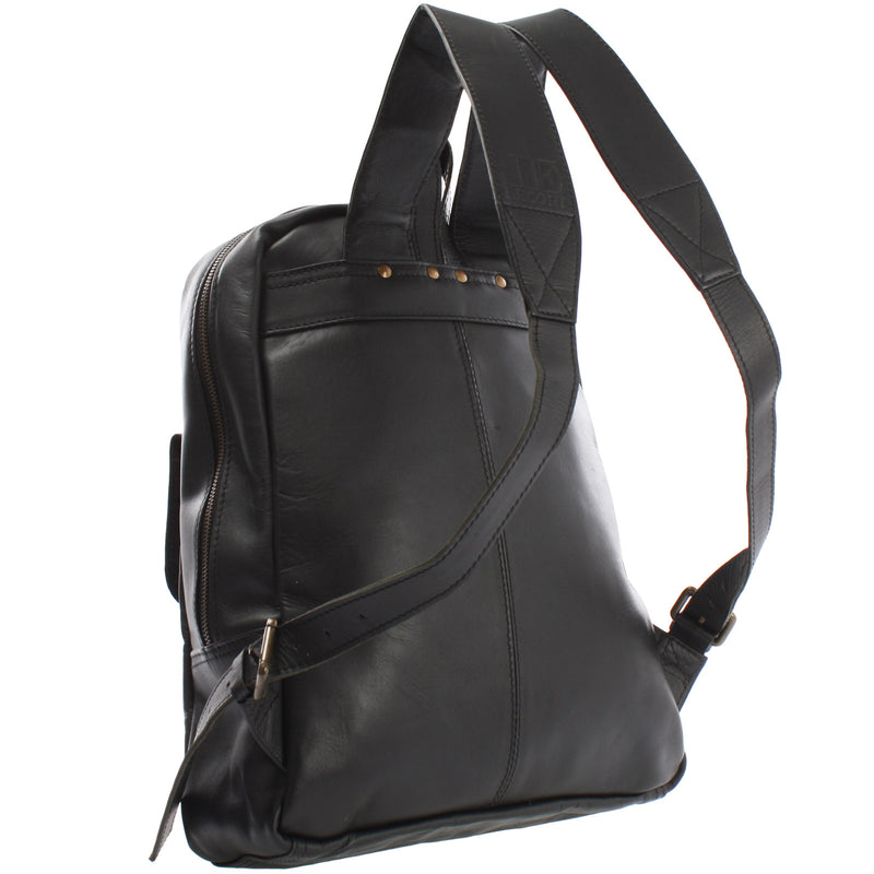 Leconi Rucksack Lederrucksack Freizeitrucksack Damen Herren Leder schwarz LE1016 VIP-Rabatte