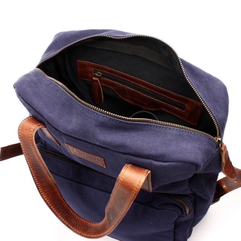 Leconi Canvasrucksack Freizeitrucksack Damen Herren DIN A4 Canvas navy LE1019 Tiefpreis