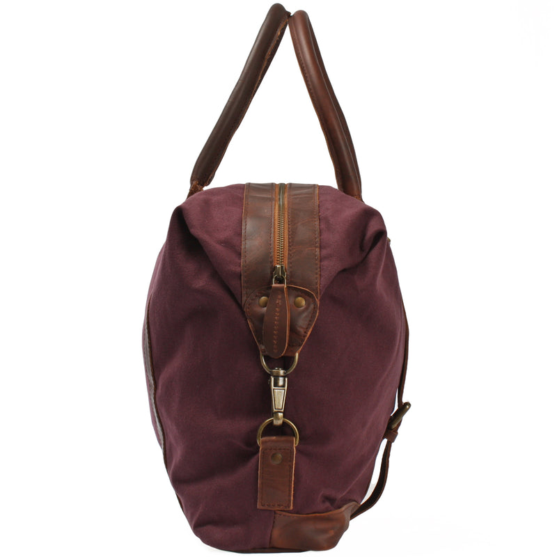 Leconi kleiner Weekender Shopper Damen Herren Leder Canvas bordeaux LE2006 Super Sparpreis