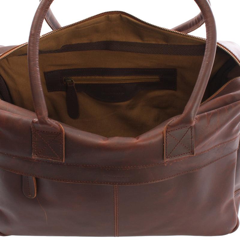 Leconi Handgepäck Arbeitstasche Ledertasche Damen Herren Leder braun LE2007 Kostenlose Rückgabe