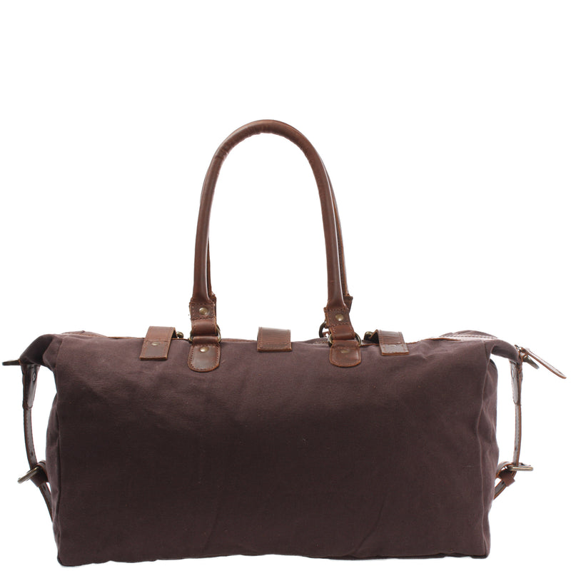 Leconi kleiner Weekender Handgepäck Damen Herren Leder Canvas mokka LE2008 Begrenzte Freigabe