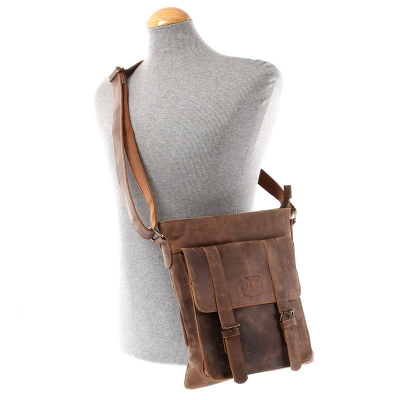Leconi mittelgroße Umhängetasche Ledertasche Damen Herren Vintage Leder braun LE3036 JETZT KAUFEN