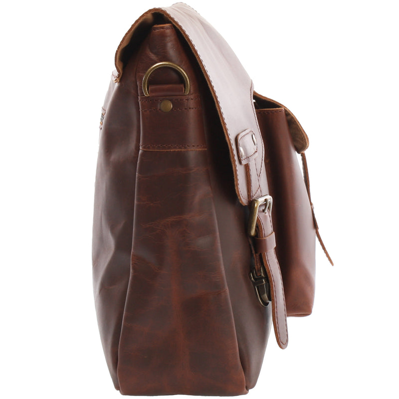 Leconi Messenger Bag Collegetasche DIN A4 Kuriertasche Leder braun LE3032 Letzte 2 Tage