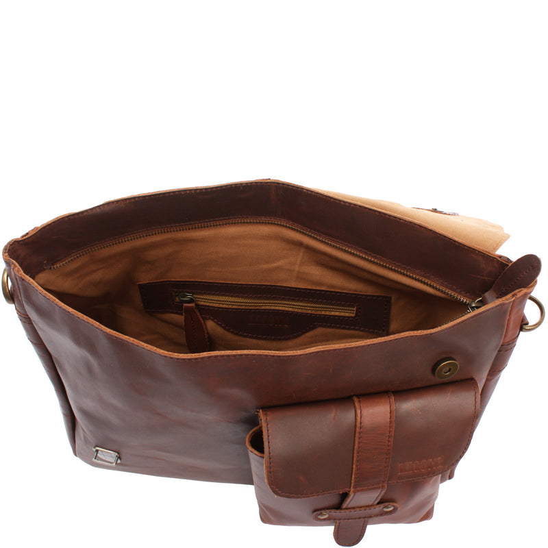 Leconi Messenger Bag Collegetasche DIN A4 Kuriertasche Leder braun LE3032 Letzte 2 Tage