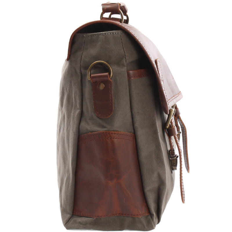 Leconi Messenger Bag Din A4 Kuriertasche Leder Canvas grau LE3018 Zeitbegrenzte Promotion
