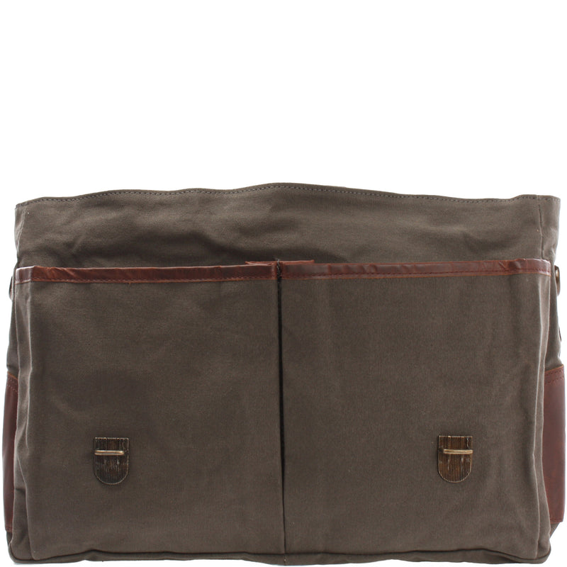 Leconi Messenger Bag Din A4 Kuriertasche Leder Canvas grau LE3018 Zeitbegrenzte Promotion