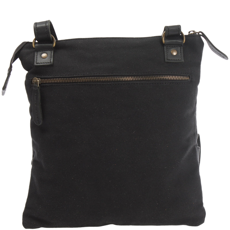 Leconi Umhängetasche Schultertasche Damen Herren Used Look Leder Canvas schwarz LE3011 Bis zu 50% Rabatt