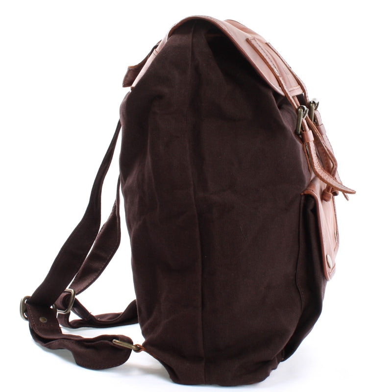 Leconi Rucksack Freizeitrucksack Wanderrucksack Leder Canvas mokka LE1010 Bis zu 60% Rabatt