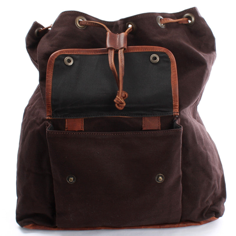 Leconi Rucksack Freizeitrucksack Wanderrucksack Leder Canvas mokka LE1010 Bis zu 60% Rabatt