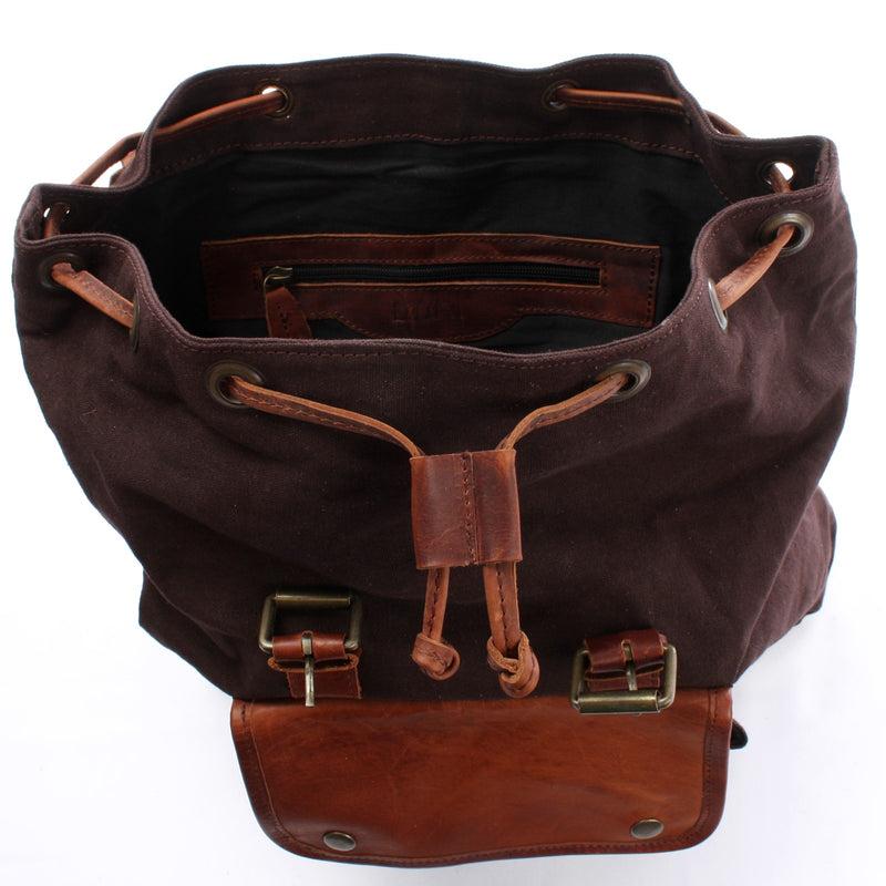 Leconi Rucksack Freizeitrucksack Wanderrucksack Leder Canvas mokka LE1010 Bis zu 60% Rabatt