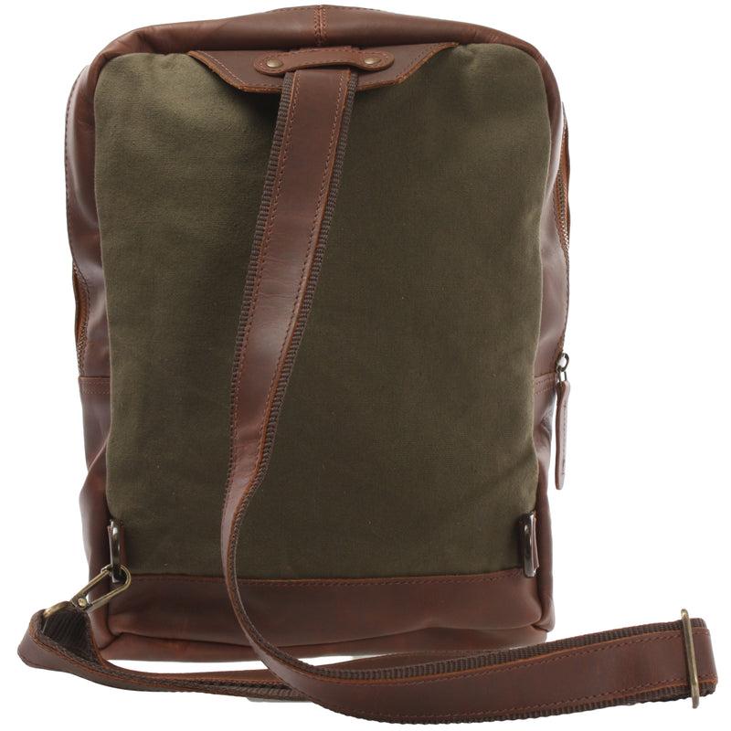 Leconi Freizeitrucksack Crossbag Rucksack Damen Herren Leder Canvas grün LE1012 Bis zu 65% Rabatt