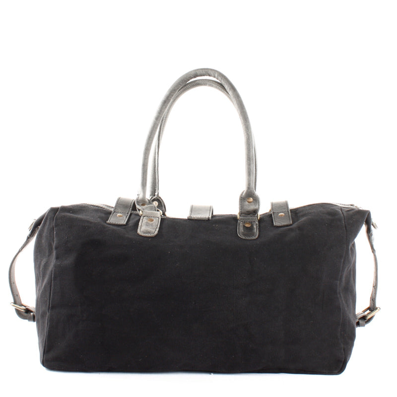 Leconi kleiner Weekender Handgepäck Damen Herren Leder Canvas schwarz LE2008 Sonderangebot der Fabrik