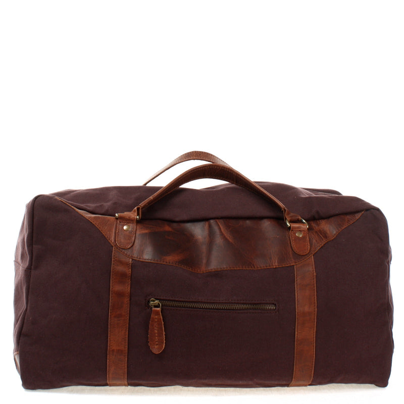 Leconi große Reisetasche Weekender Handgepäck Canvas Leder mokka LE2020 Riesige Rabatte