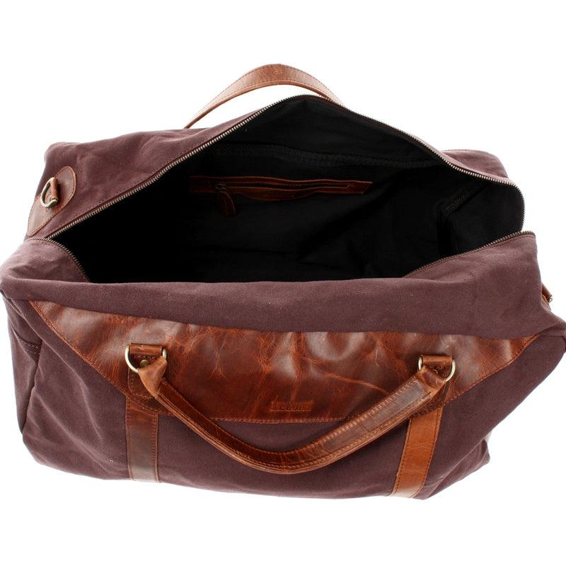 Leconi große Reisetasche Weekender Handgepäck Canvas Leder mokka LE2020 Riesige Rabatte