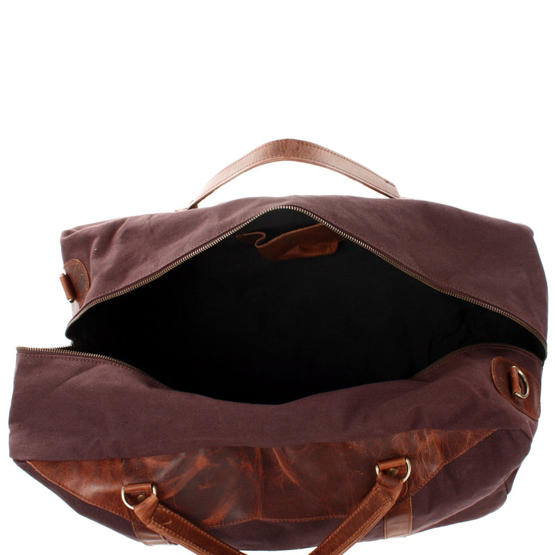 Leconi große Reisetasche Weekender Handgepäck Canvas Leder mokka LE2020 Riesige Rabatte
