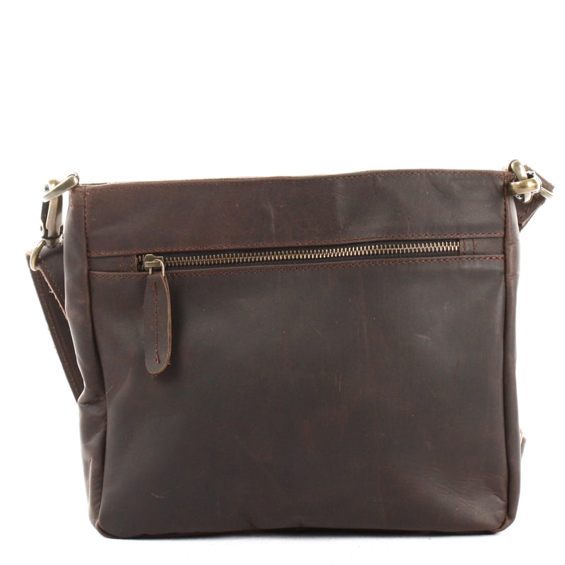 Leconi Umhängetasche Ledertasche Schultertasche Freizeittasche Leder dunkelbraun LE3058 Kostenloser Versand international
