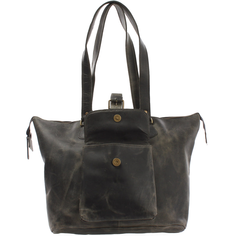Leconi Schultertasche Damentasche Handtasche Leder grau LE0052 Begrenzt auf 3 Tage