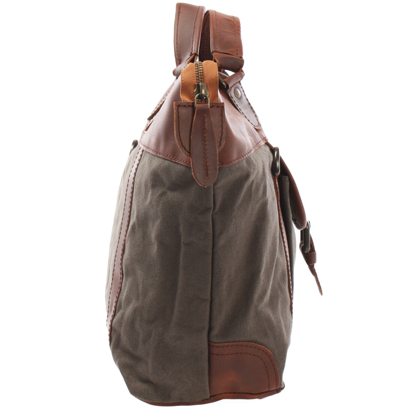 Leconi Henkeltasche Schultertasche Canvas Leder grau LE0043 Black Friday Preise