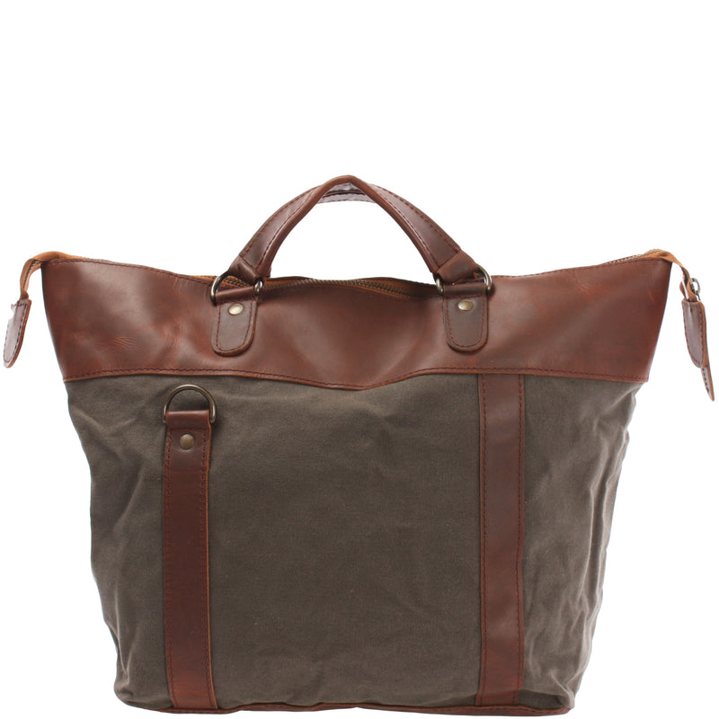 Leconi Henkeltasche Schultertasche Canvas Leder grau LE0043 Black Friday Preise