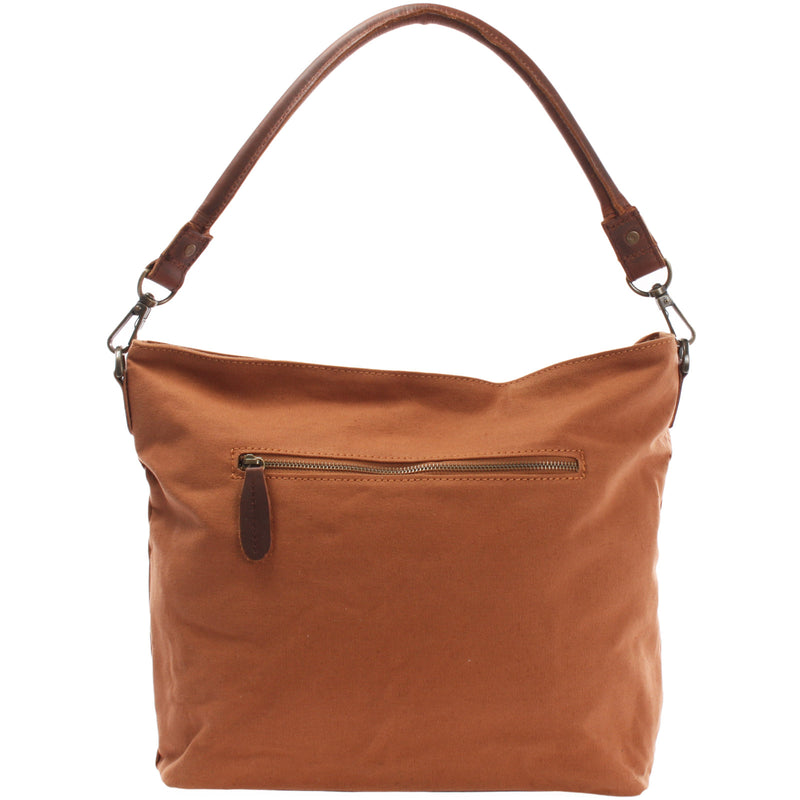 Leconi Schultertasche Umhängetasche Ledertasche Canvas Leder cognac LE0039 zollfrei