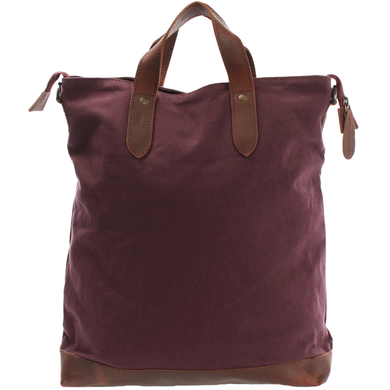 Leconi Shopper Henkeltasche Damen Canvas Leder bordeaux LE0037 Rabatte dieses Monats