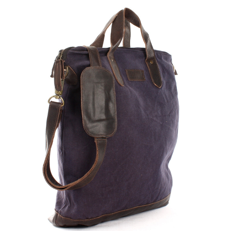 Leconi Shopper Henkeltasche Damen Canvas Leder navy LE0037 2025