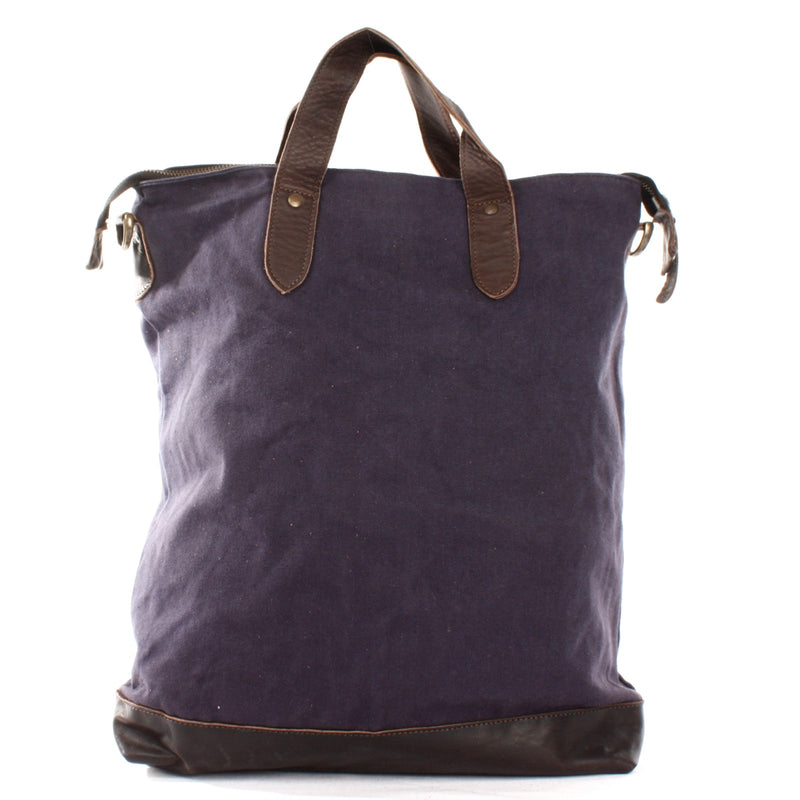 Leconi Shopper Henkeltasche Damen Canvas Leder navy LE0037 2025