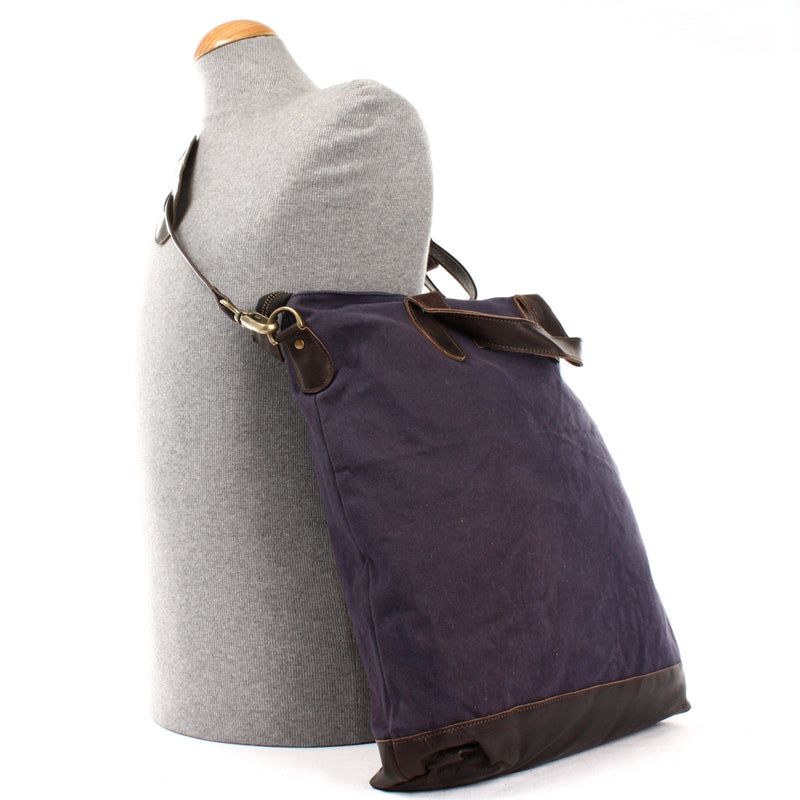 Leconi Shopper Henkeltasche Damen Canvas Leder navy LE0037 2025