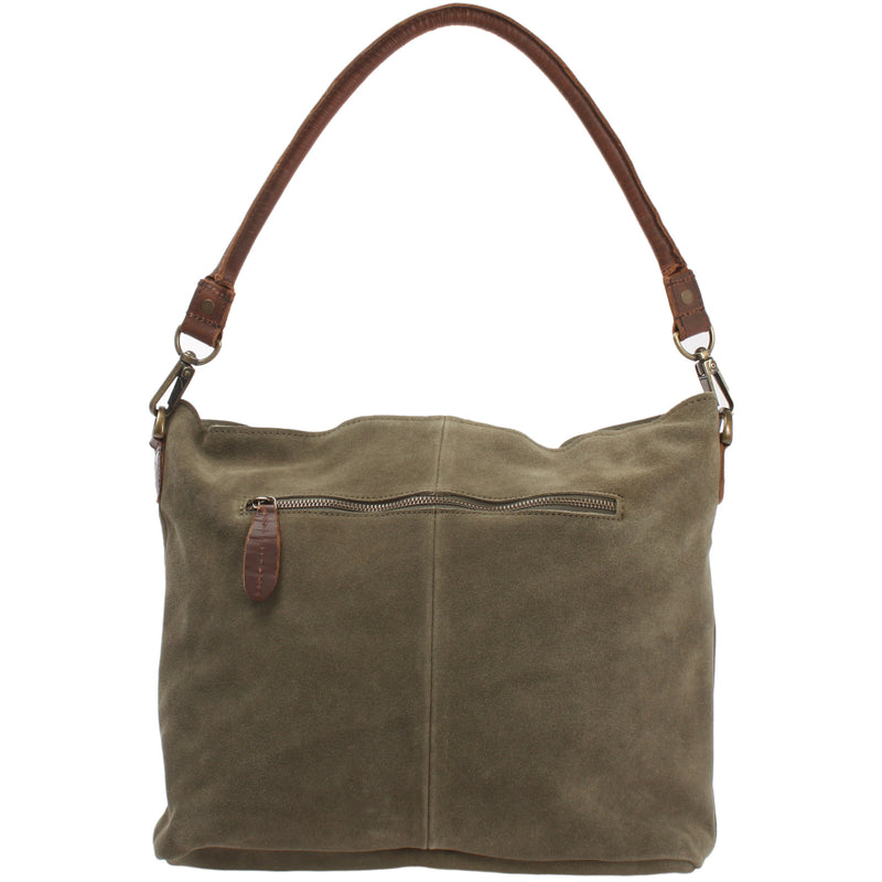 Leconi Schultertasche Umhängetasche Ledertasche Veloursleder grün LE0039 Outlet