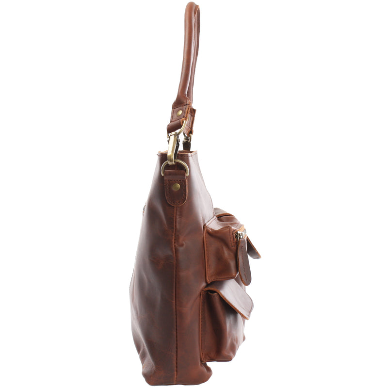 Leconi Schultertasche Umhängetasche Ledertasche Leder braun LE0039 Verkauf