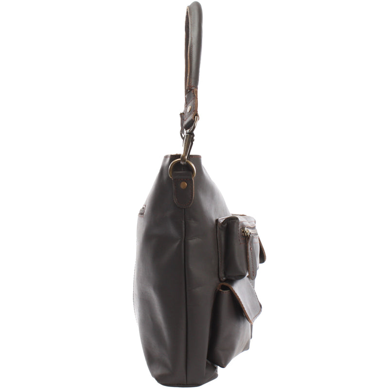 Leconi Schultertasche Umhängetasche Ledertasche Leder dunkelbraun LE0039 Angebote