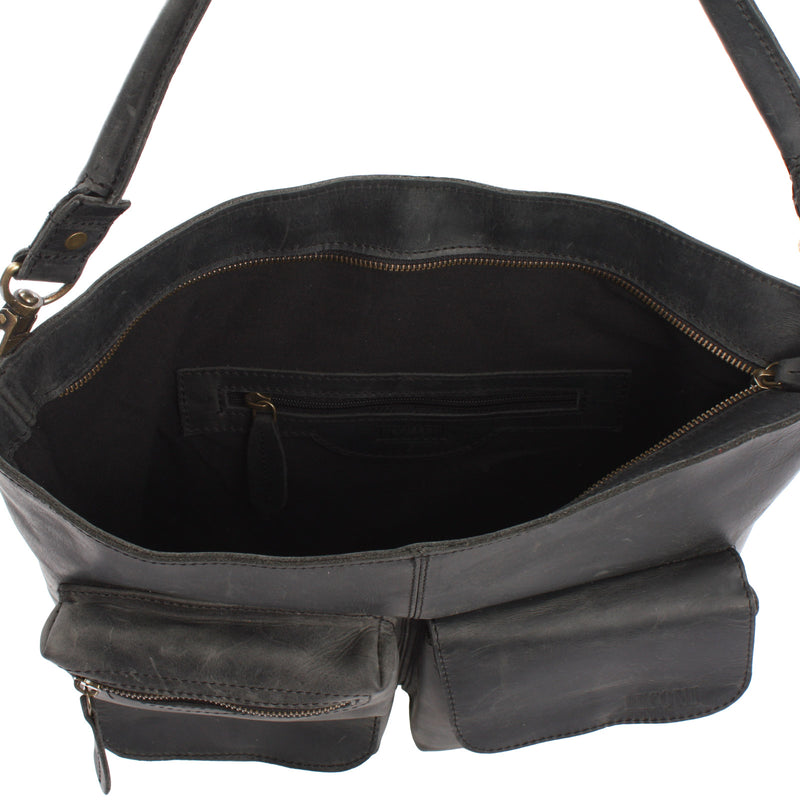 Leconi Schultertasche Umhängetasche Ledertasche Leder grau LE0039 Hotsell