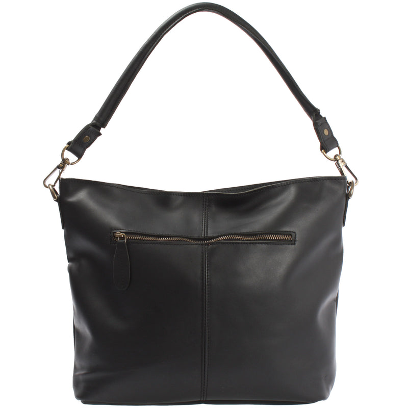 Leconi Schultertasche Umhängetasche Ledertasche Leder schwarz LE0039 Schlussverkauf