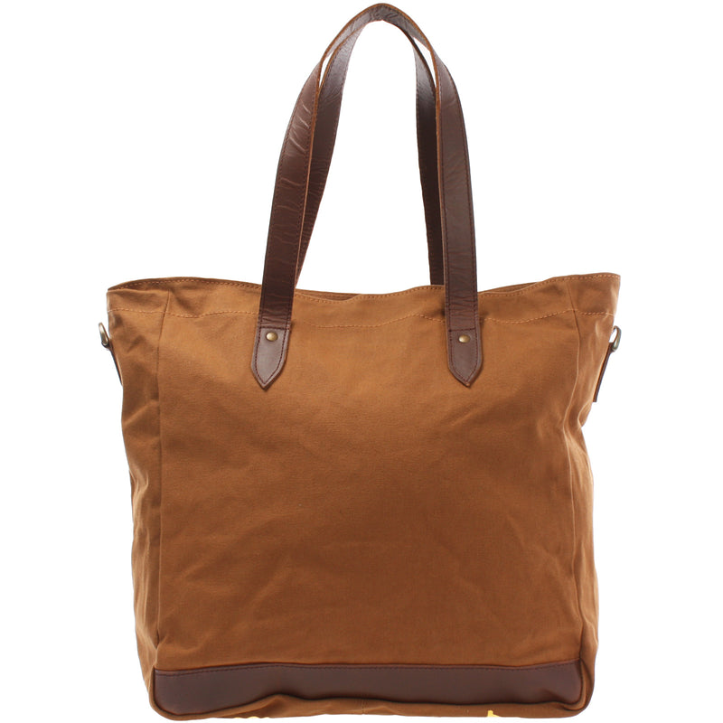 Leconi Shopper Beuteltasche Damentasche Canvas Leder cognac LE0040 Günstiger Verkauf