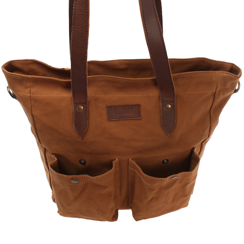 Leconi Shopper Beuteltasche Damentasche Canvas Leder cognac LE0040 Günstiger Verkauf