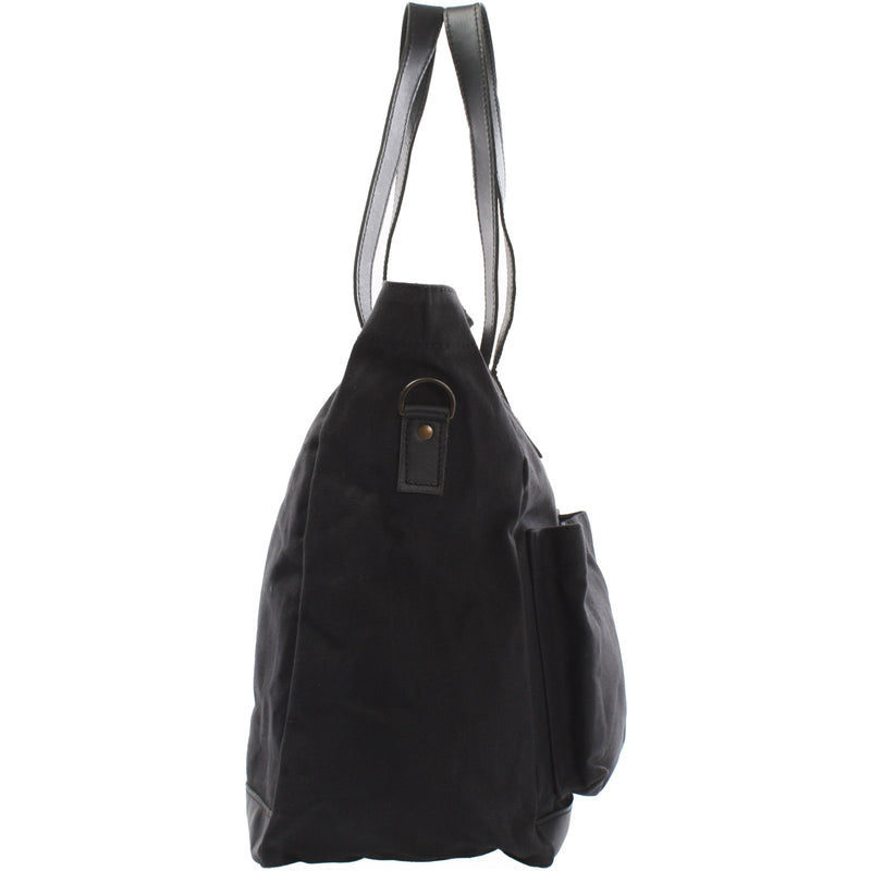 Leconi Shopper Beuteltasche Damentasche Canvas Leder schwarz LE0040 Blitzverkäufe