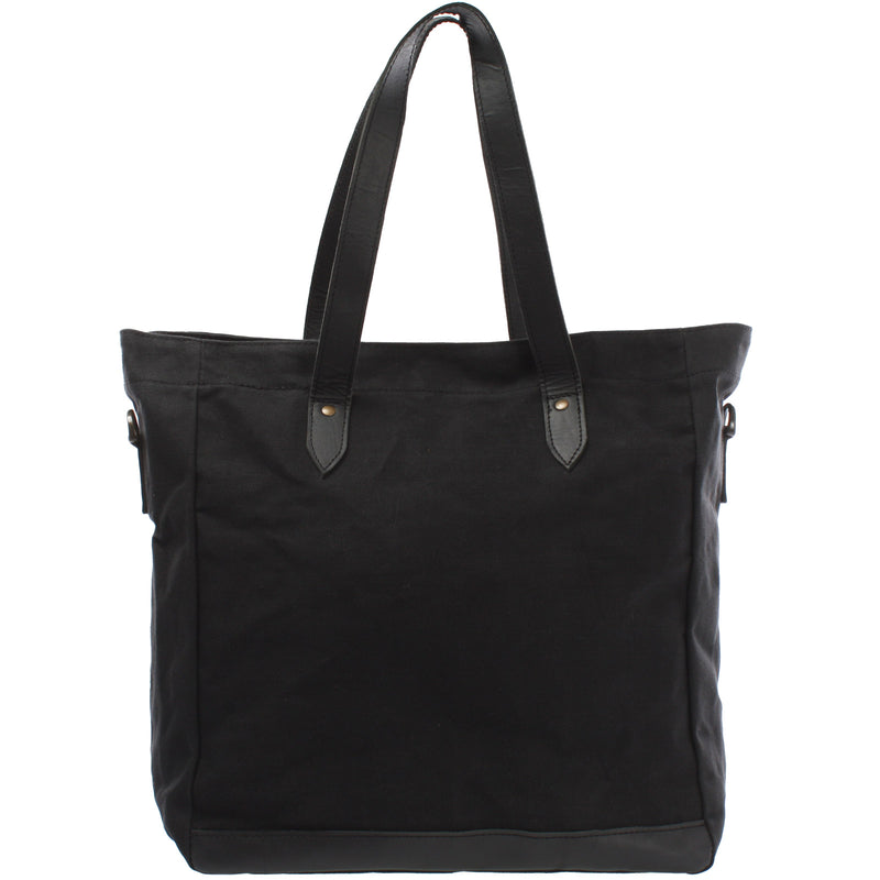 Leconi Shopper Beuteltasche Damentasche Canvas Leder schwarz LE0040 Blitzverkäufe