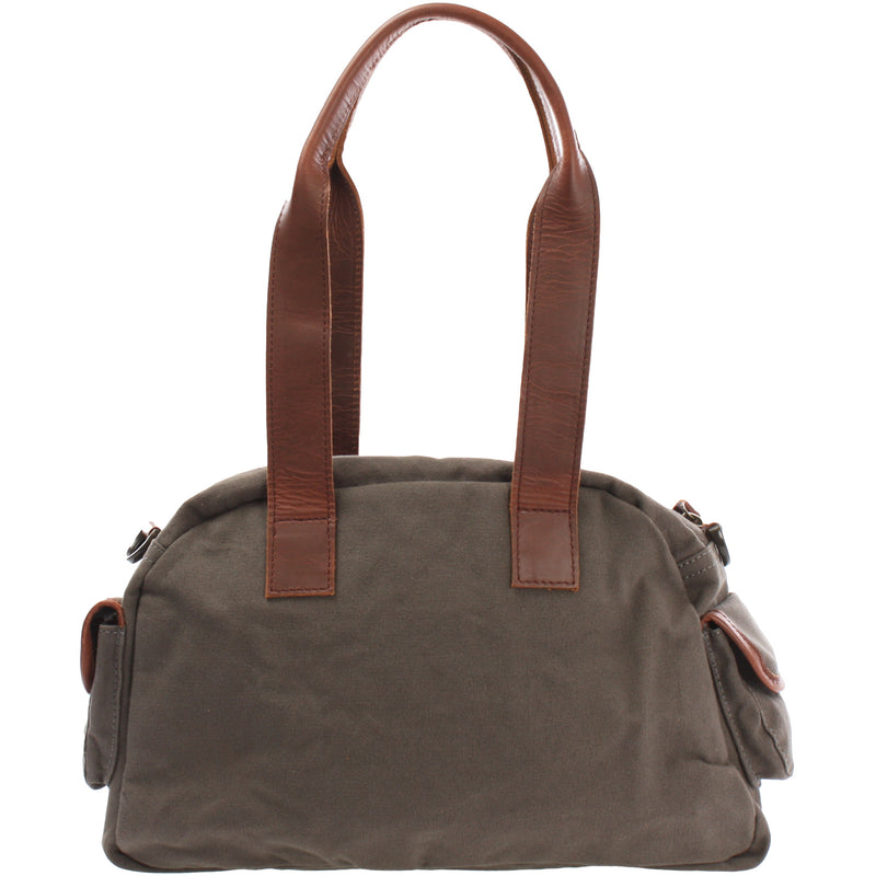 Leconi Schultertasche Damentasche Canvas Leder grau LE0042 Limitierter Zeitrabatt