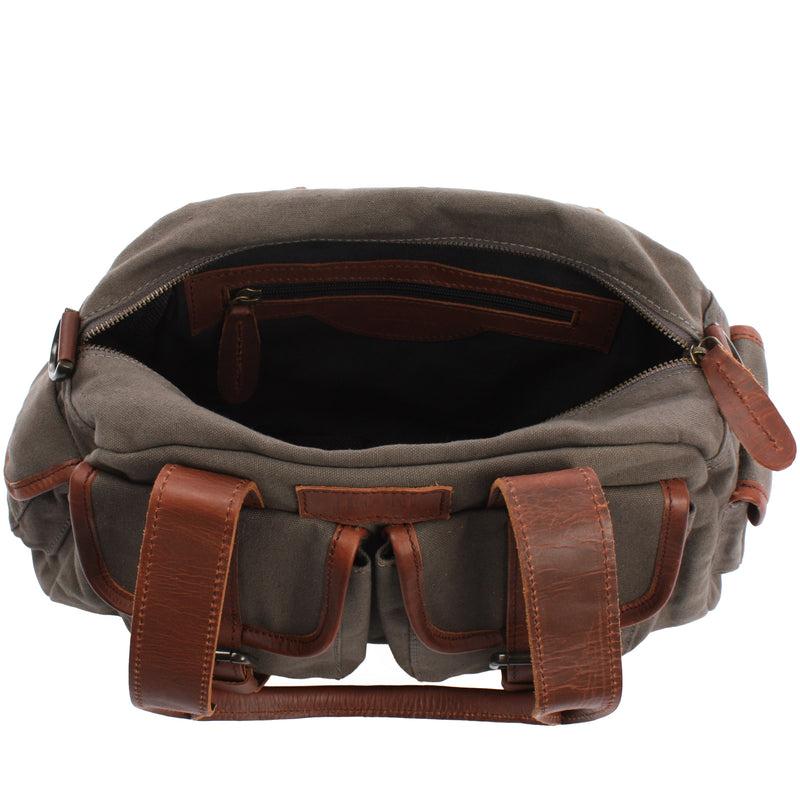 Leconi Schultertasche Damentasche Canvas Leder grau LE0042 Limitierter Zeitrabatt