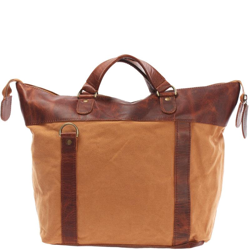 Leconi Henkeltasche Damentasche Canvas Leder cognac LE0043 Fabrik Onlineshop