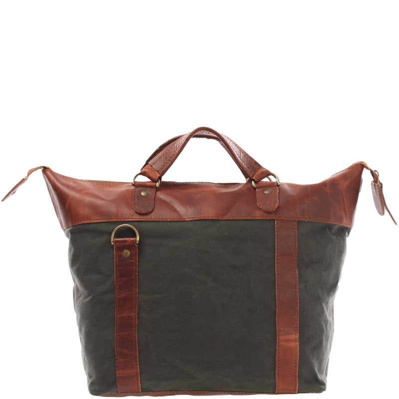 Leconi Henkeltasche Damentasche Canvas Leder grün LE0043 Fabrikpreis